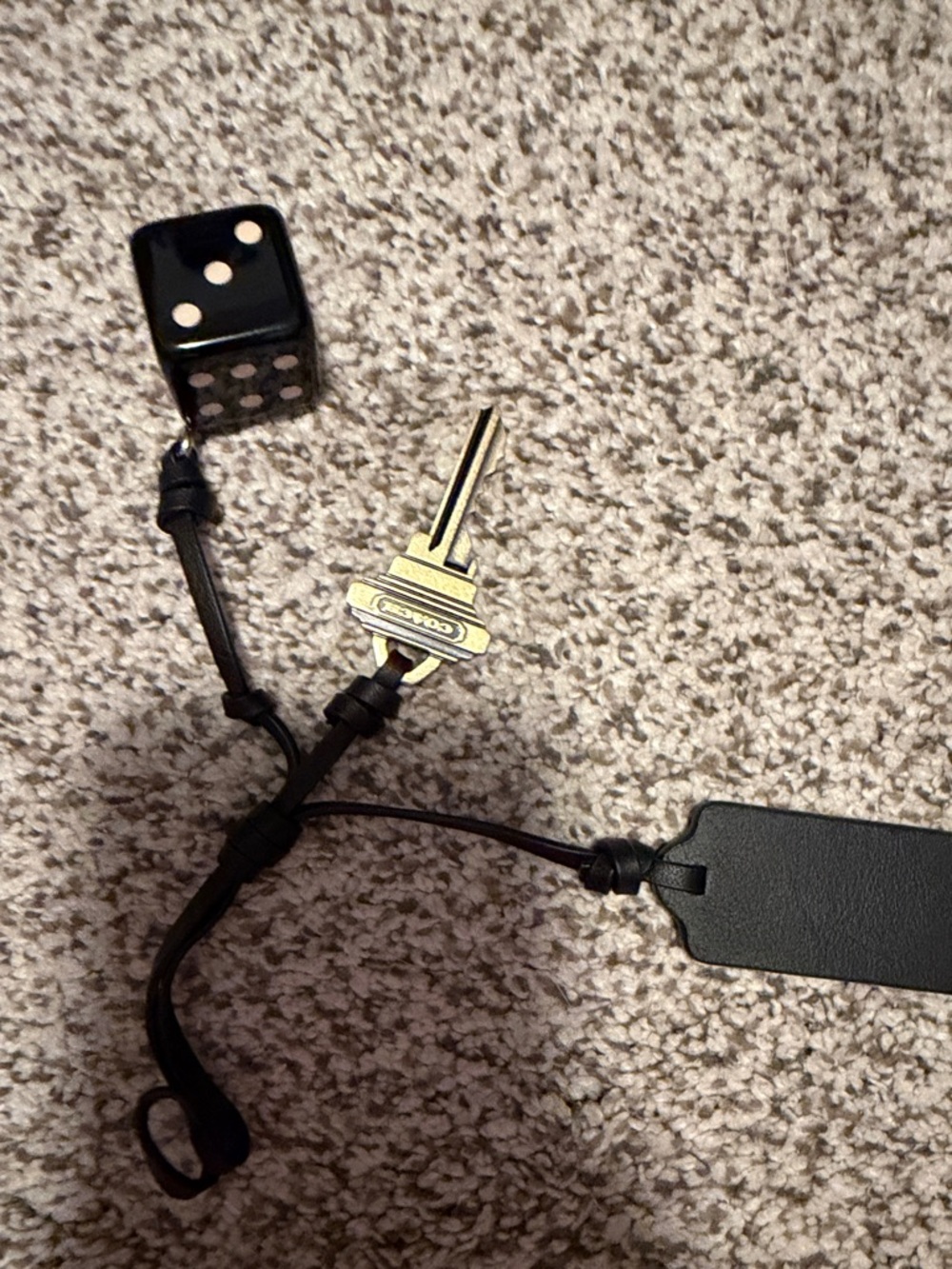 Coach Black Leather Dice and key charm - Picture 3 of 3